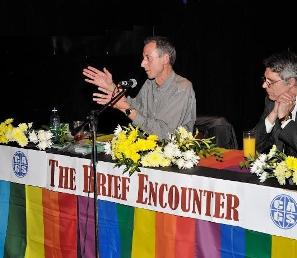 Peter Tatchell speaking at The Brief Encounter
